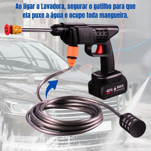 Lavadora Lava Jato Portátil Pressão 2 Baterias + Maleta