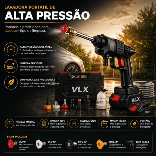 Lavadora Portátil Lava Jato De Alta Pressão 2 Baterias