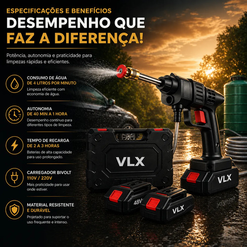Lavadora Portátil Lava Jato De Alta Pressão 2 Baterias