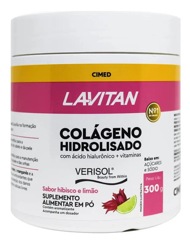 Lavitan colageno hidrolisado sabor hibisco e limao pote 300g
