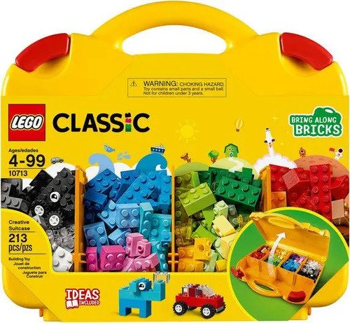 LEGO Classic Maleta da Criatividade 10713; Brinquedo criativo para montar e imaginar; Maleta com peças coloridas para criar bichinhos, supercarros, casas e muito mais; Presente para crianças