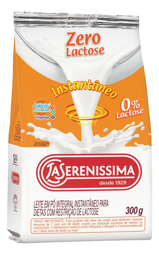 Leite em Pó Integral Instantâneo Zero Lactose La Serenissima 300g