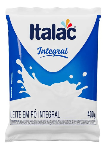 Leite em po integral italac pacote com 400g