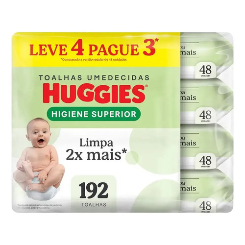 Lencos umedecidos huggies higiene superior 192 unidades