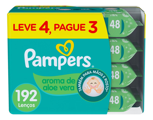 Lencos umedecidos pampers aroma de aloe vera 192 unidades