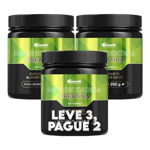 Leve 3 pague 2 creatina growth supplements 250gr sem sabor 1