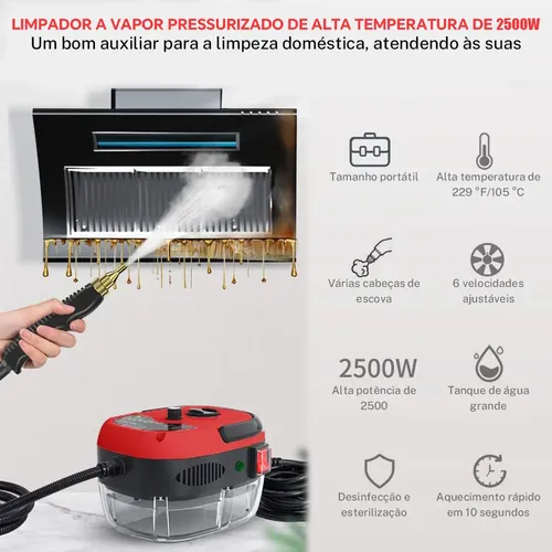 Limpador A Vapor Vaporizador Alta Pressão 2500w Portátil1.2l