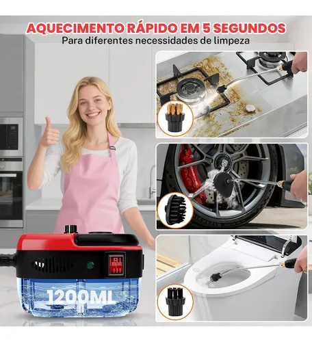 Limpador A Vapor Vaporizador Alta Pressão 2500w Portátil1.2l
