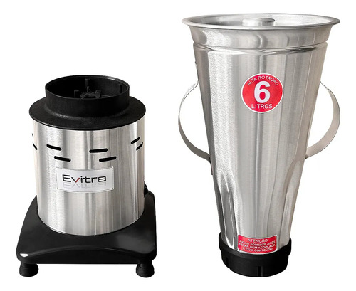 Liquidificador Alta Rotação 6l 1200w Turbo Profissional Industrial Em Inox Sucos Shakes Panquecas