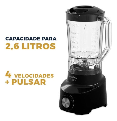 Liquidificador britania 26l diamante 1100 preto