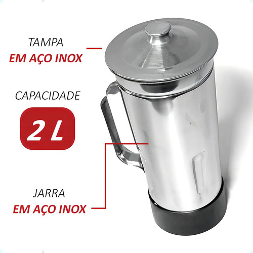 Liquidificador Industrial Alta Rotação 2 Litros Af5 Cor Prateado