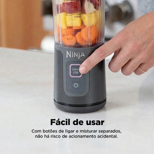 Liquidificador Portátil, Ninja, Base Recarregável, Tampa À Prova de Vazamentos, Função de Auto-Limpar, Copo de 470 ml, Bivolt
