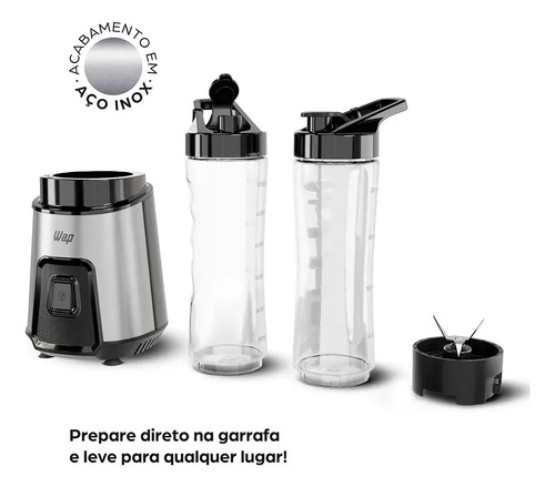 Liquidificador Portátil Wap Blender Go Wbg600 700ml Com 4 Lâminas Em Inox E Trava De Segurança
