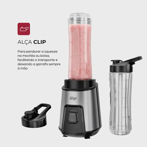 Liquidificador Portátil Wap Blender Go Wbg600 700ml Com 4 Lâminas Em Inox E Trava De Segurança