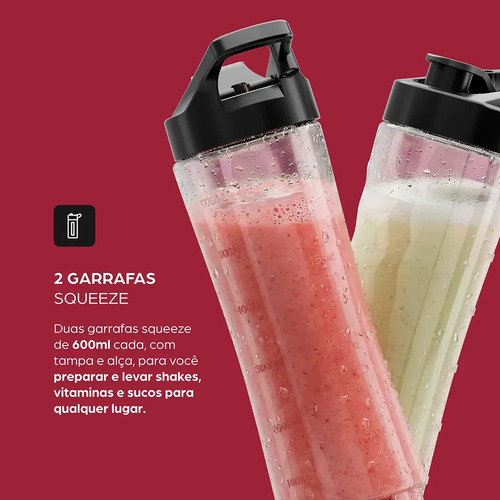 Liquidificador Portátil Wap Blender Go Wbg600 700ml Com 4 Lâminas Em Inox E Trava De Segurança