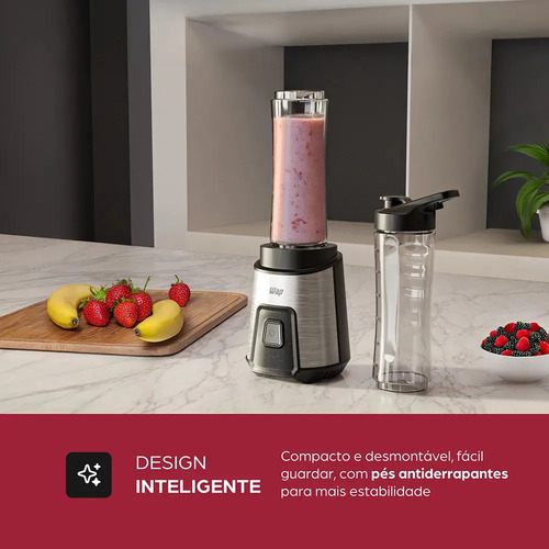 Liquidificador Portátil Wap Blender Go Wbg600 700ml Com 4 Lâminas Em Inox E Trava De Segurança