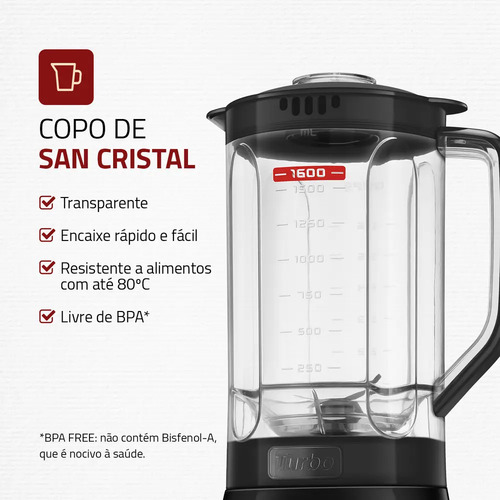 Liquidificador Pratic Turbo III Mondial 550W L-93-BG