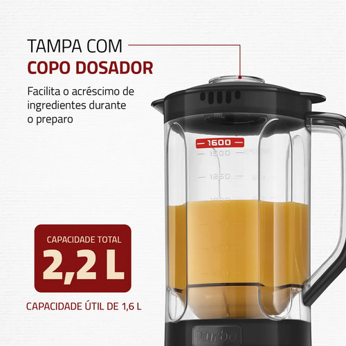 Liquidificador Pratic Turbo III Mondial 550W L-93-BG
