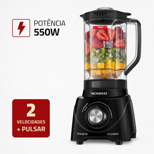 Liquidificador Pratic Turbo, Mondial, 550W - L-98-B