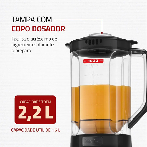Liquidificador Pratic Turbo, Mondial, 550W - L-98-B