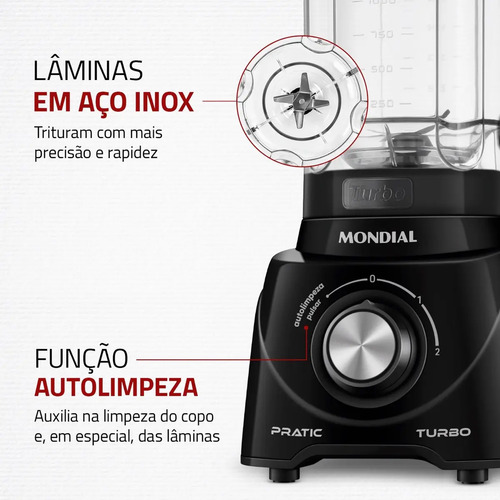 Liquidificador Pratic Turbo, Mondial, 550W - L-98-B