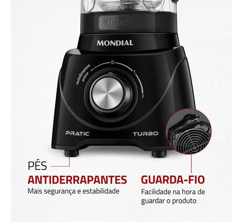 Liquidificador Pratic Turbo, Mondial, 550W - L-98-B