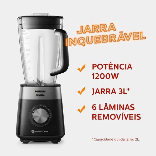 Liquidificador Série 5000 Ri2242 3L Preto Philips Walita