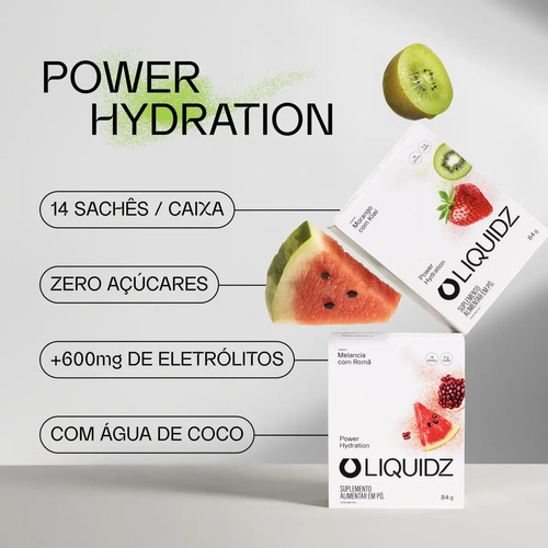 LIQUIDZ® - Eletrólitos Zero Açúcares - Sabor Melancia com Romã - Kit 1 Caixa - 14 sachês