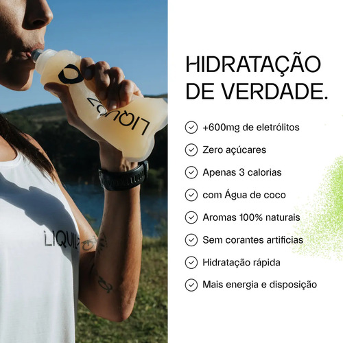 LIQUIDZ® - Eletrólitos Zero Açúcares - Sabor Melancia com Romã - Kit 1 Caixa - 14 sachês