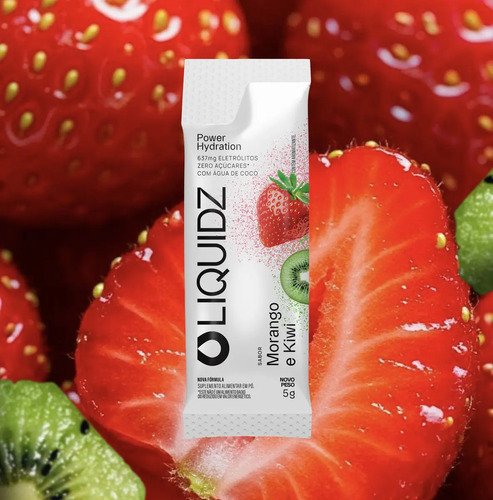 LIQUIDZ® - Eletrólitos Zero Açúcares - Sabor Morango com Kiwi - Kit 1 Caixa - 14 sachês