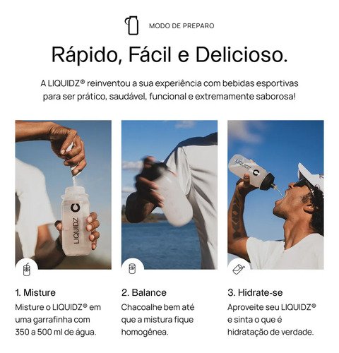 LIQUIDZ® - Eletrólitos Zero Açúcares - Sabor Morango com Kiwi - Kit 1 Caixa - 14 sachês