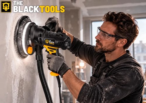 Lixadeira De Parede E Teto 1000w Profissional 5 Velocidades 360° Com Led 6 Lixas Saco Coletor Tlt900 The Black Tools