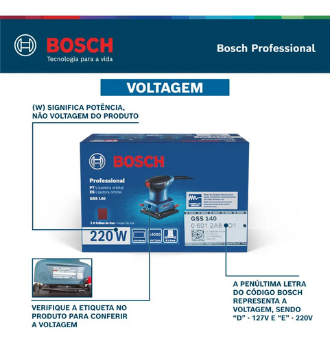 Lixadeira profissional orbital Bosch Professional GSS 140 azul