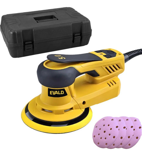 Lixadeira roto orbital 6 350w maleta lixas elo350 evald