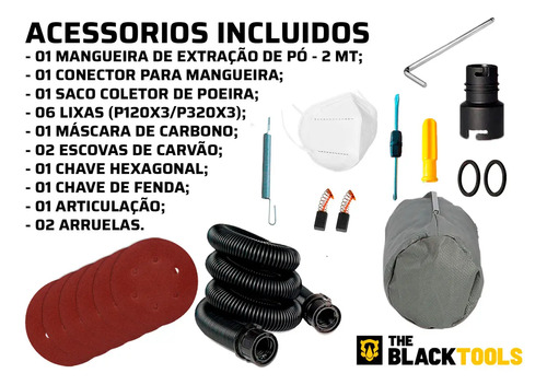 Lixadeira Teto E Parede Telescópica Profissional Com Led E Saco Coletor The Black Tools Btl750 750w