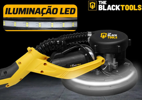 Lixadeira Teto E Parede Telescópica Profissional Com Led E Saco Coletor The Black Tools Btl750 750w
