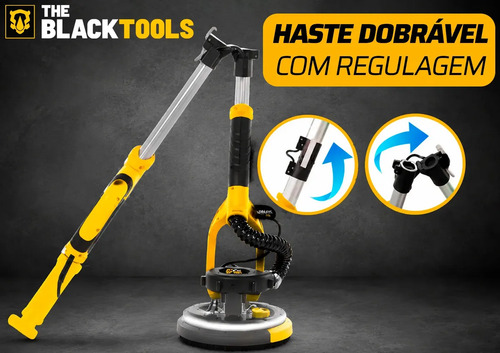 Lixadeira Teto E Parede Telescópica Profissional Com Led E Saco Coletor The Black Tools Btl750 750w