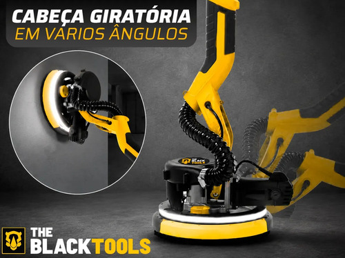 Lixadeira Teto E Parede Telescópica Profissional Com Led E Saco Coletor The Black Tools Btl750 750w