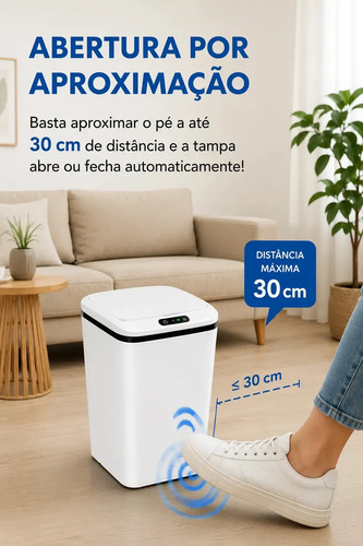 Lixeira Automática Sensor Inteligente Recarregável USB para Escritório e Casa