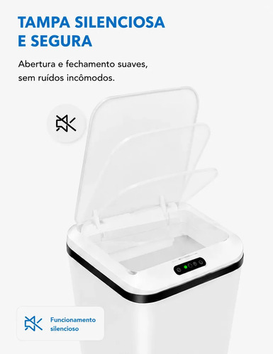 Lixeira Automática Sensor Inteligente Recarregável USB para Escritório e Casa