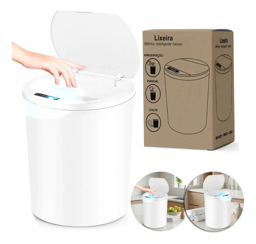 Lixeira automatica sensor recarregavel escritorio usb 16 l