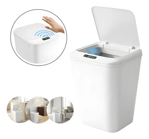 Lixeira com sensor automatico 16 litros branco inteligente a