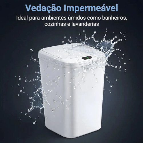 Lixeira Com Sensor Automático 16 Litros Branco Inteligente Abre Fácil Toque Cesto Quarto Banheiro Cozinha