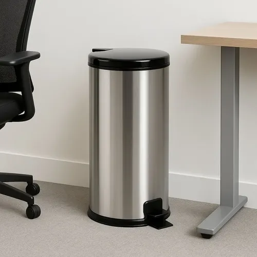 Lixeira inox 20l pedal tampa antiodor cozinha banheiro preta