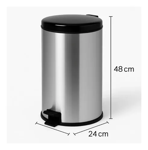 Lixeira Inox 20l Pedal Tampa Antiodor Cozinha Banheiro Preta