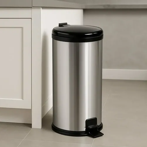 Lixeira Inox 20l Pedal Tampa Antiodor Cozinha Banheiro Preta