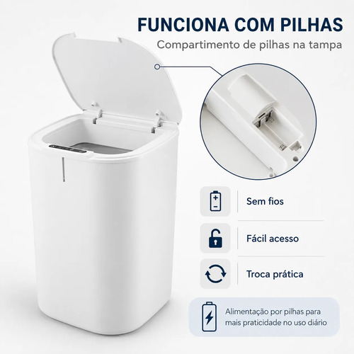 Lixeira Inteligente 16l Sensor Automático Tampa Touch Casa
