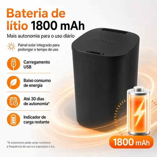 Lixeira Inteligente Automática Luxo Usb Com Painel Solar