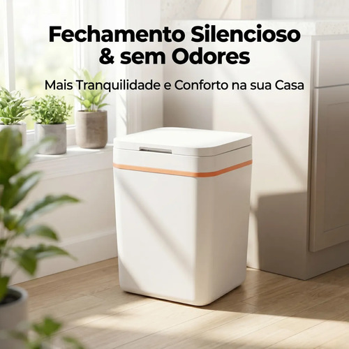 Lixeira Inteligente Automática Recarregável Usb Cozinha 12l