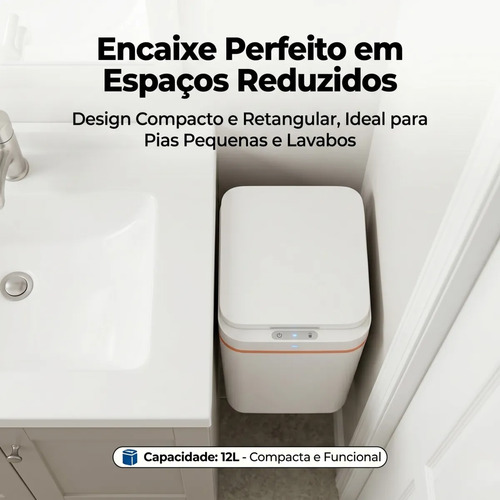 Lixeira Inteligente Automática Recarregável Usb Cozinha 12l